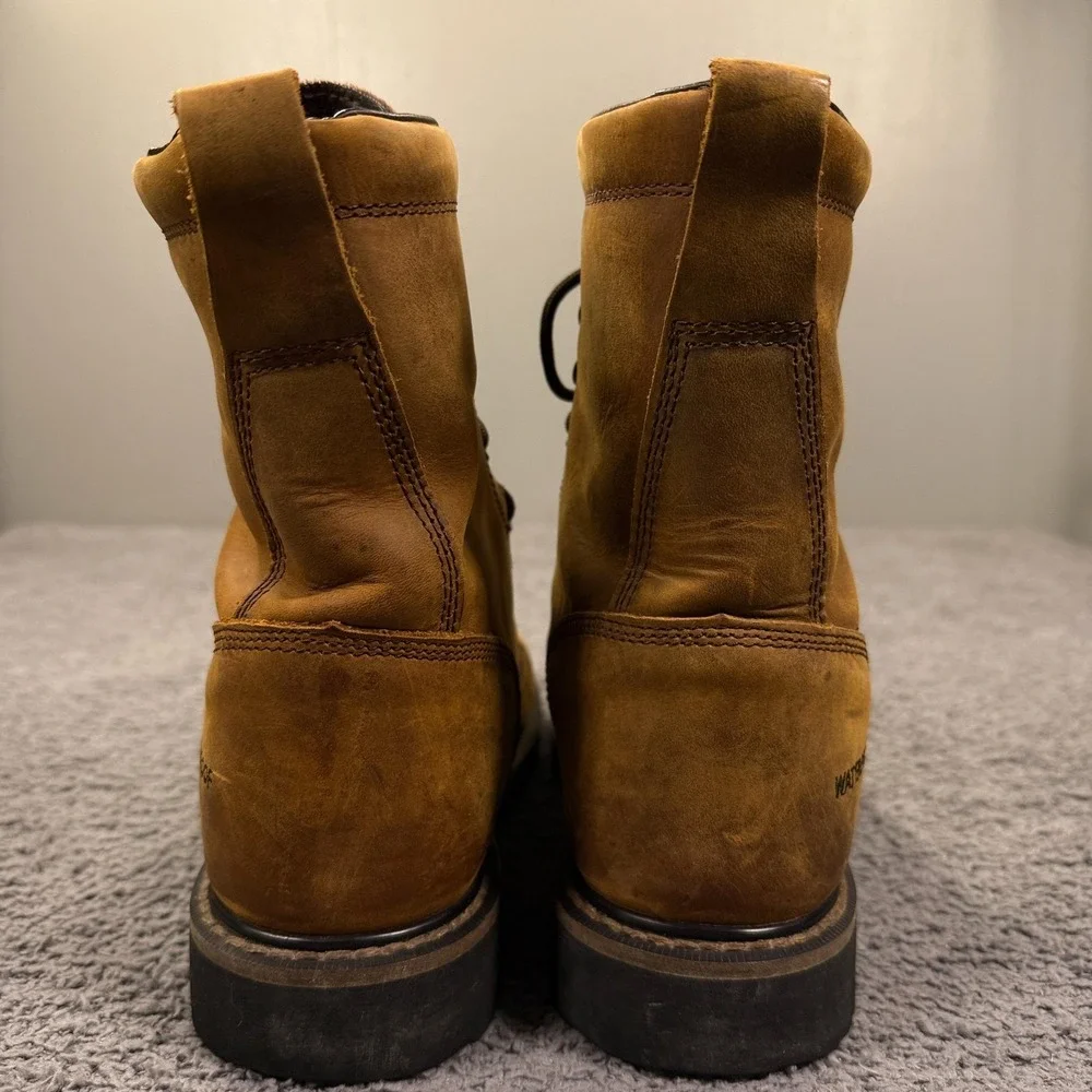 Justin Work Boots Mens 8.5 EE Brown Leather WK961 Waterproof Steel Toe‎ 8 Inch